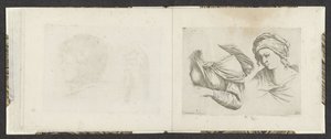 Górna część ciała kobiety i biust kobiety Przykłady rysunków (tytuł serii) Mitelli intaglio (tytuł serii) autorstwa Giuseppe Maria Mitelli