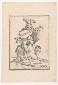 De arme draagt ​​de rijke Biedny i śmieciowy jestem, a bogacza przywiozłem (tytuł na przedmiot) To jest świat (tytuł serii) autorstwa Giuseppe Maria Mitelli