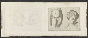 Naga dolna część ciała i głowa dziecka Przykłady rysunków (tytuł serii) Mitelli intaglio (tytuł serii) autorstwa Giuseppe Maria Mitelli