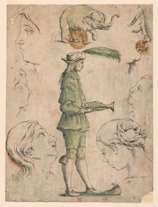 Dowody na cztery talerze „Alfabeto in Sogno” [alfabet snu]: Litera E autorstwa Giuseppe Maria Mitelli