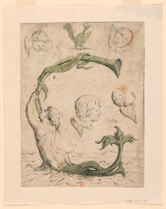 Dowody na cztery talerze „Alfabeto in Sogno” [alfabet marzeń]: Litera G autorstwa Giuseppe Maria Mitelli