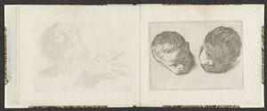 Dwie głowy małych dzieci Przykłady rysunków (tytuł serii) Mitelli intaglio (tytuł serii) autorstwa Giuseppe Maria Mitelli
