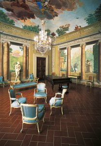 Freski namalowane w latach 1777-1778 przez Giuseppe Marię Terreniego (1739-1811) w pokoju czterech pór roku, Villa del Poggio Imperiale (Villa of Imperial Hill), Florencja, Włochy