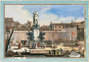 Widok na Livorno: pomnik Quattro Mori (Czterech Maurów), Giuseppe Maria Terreni, ilustracja