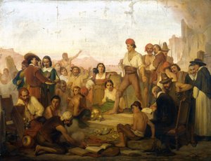 bunt neapolitańskiego rybaka Tommaso Aniello, znanego jako Masaniello (1622-1647) w Neapolu w 1647 r. Obraz Mazzy. Muzeum Nauki w Mediolanie