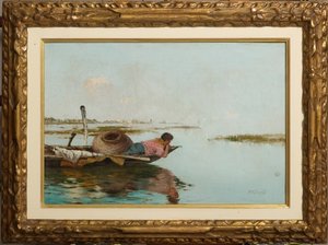 Spokój, Laguna Wenecka (olej na płótnie) autorstwa Giuseppe Miti Zanetti