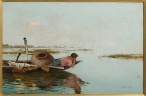 Spokój, Laguna Wenecka (olej na płótnie) autorstwa Giuseppe Miti Zanetti