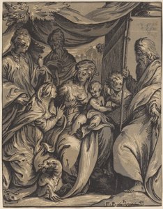 Dziewica i Dzieciątko ze świętymi autorstwa Giuseppe Nicolo Vicentino, after Camillo Boccaccino