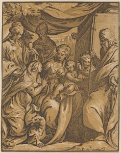 Dziewica i Dzieciątko ze świętymi autorstwa Giuseppe Nicolo Vicentino, after Camillo Boccaccino