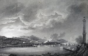 Bombardowanie Genui przez flotę angielską, 25 maja 1800, staloryt wg rysunku Giuseppe Pietro Bagetti (1764-1831), Paryż
