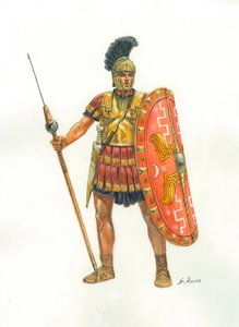 Starożytny Rzym: żołnierz Gwardii Pretoriańskiej - Gwardia Pretoriańska - Ilustracja Giuseppe Rava autorstwa Giuseppe Rava