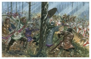 Zasadzka Bagaudów na rzymski legion w Galii autorstwa Giuseppe Rava