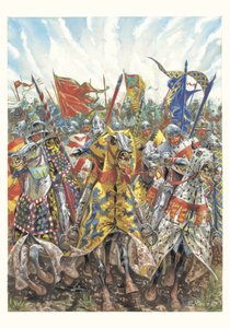 Szarża francuskich rycerzy w bitwie pod Azincourt (25 października 1415) autorstwa Giuseppe Rava