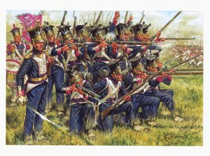 Pierwsze cesarstwo, kampania niemiecka: Polska piechota liniowa w bitwie pod Lipskiem w październiku 1813 r. - Pierwsze cesarstwo, kampania niemiecka: polska piechota liniowa podczas bitwy pod Lipskiem (Bitwa Narodów), październik 1813 r. - Ilustracja auto autorstwa Giuseppe Rava