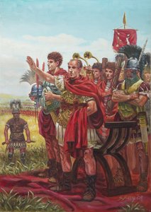 Jules Cesar salutuje swojej zwycięskiej armii autorstwa Giuseppe Rava