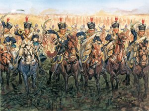 Wojny napoleońskie: angielska kawaleria szarżująca Ilustracja Giuseppe Rava autorstwa Giuseppe Rava