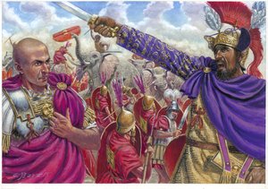 Scypion Afrykański i Hannibal - ilustracja autorstwa Giuseppe Ravy autorstwa Giuseppe Rava
