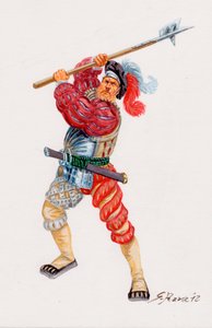 Un Lansquenet, niemieccy najemni pikinierzy - Landsknecht, niemieccy najemni pikinierzy - Ilustracja autorstwa Giuseppe Rava autorstwa Giuseppe Rava