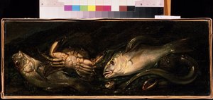 "Martwa natura z rybą i krabem" Obraz Giuseppe Recco (1634-1695) Muzeum Sztuki Michaiła Kroszyckiego, Sewastopol (Sewastopol) Ukraina