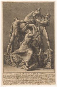 Dirce wordt aan een stier gebonden Farnese Stier Grupa Posągów, zwana Farnese Bull / Grouppe des Statues, qu 