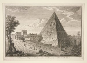 Piramida Grobowa Cajo Cestio, niedaleko Porta S. Paolo (Piramida Gajusza Cestiusza) autorstwa Giuseppe Vasi