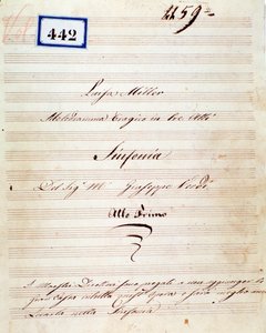 Pierwsza strona partytury symfonii Luisy Miller, opera Giuseppe Verdi