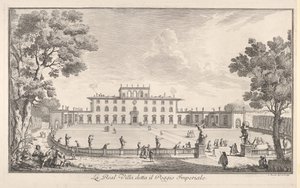 Willa królewska zwana il Poggio Imperiale La Real Villa o nazwie il Poggio Imperiale, widok ..., 1744. autorstwa Giuseppe Zocchi