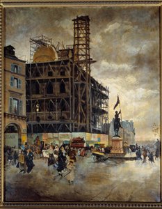 Place de pyramides budowa pawilonu marsjańskiego (Paryż) w 1880 roku. Malarstwo Guiseppe Nittis (1846-1884) Ec. Włochy