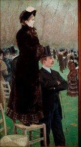 Wyścigi w Bois de Boulogne Widzowie oglądają wyścigi konne autorstwa Giuseppe or Joseph de Nittis