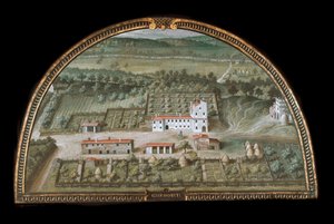 Widok Villa di Colle Salvetti w pobliżu Livorno, Włochy (Tempera autorstwa Giusto Utens