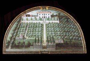 Widok Villa di Marignolle niedaleko Florencji, Włochy (Tempera