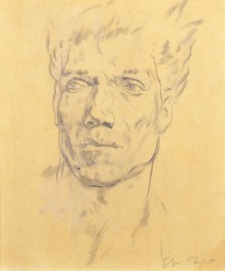 Głowa mężczyzny, ok. 1920 (węgiel na papierze) autorstwa Glyn Warren Philpot