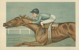 Tod Sloan, amerykański dżokej, 25 maja 1899, komiks Vanity Fair autorstwa Godfrey Douglas Giles