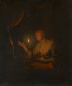Pokutująca Magdalena przy świecach autorstwa Godfried Schalcken