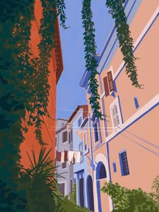 Urokliwa europejska uliczka autorstwa Goed Blauw