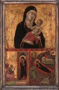 Madonna z Dzieciątkiem ze Zwiastowaniem i Narodzinami, ca. 1310-15. autorstwa Goodhart Master