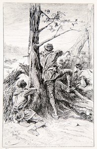 Ilustracja z „With Wolfe in Canada, czyli zwycięstwo na kontynencie” G.A. Henty, wyd. Blackie and Son Ltd., 1887 autorstwa Gordon Frederick Browne