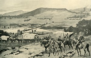 Generałowie Francuzi i Hutton przekraczają Vaal na terytorium Transwalu, 1901. autorstwa Gordon Frederick Browne