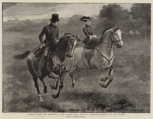 Happy Days at Windsor, królowa i książę małżonek jeżdżący po parku autorstwa Gordon Frederick Browne