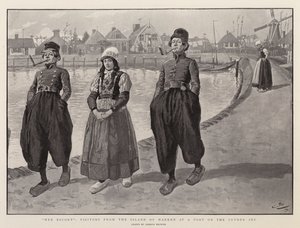 Jej eskorta, goście z wyspy Marken w porcie na Zuyder Zee autorstwa Gordon Frederick Browne