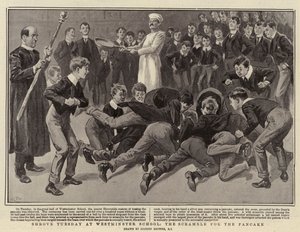 Ostateczny wtorek w Westminster School, wyścig o naleśnik autorstwa Gordon Frederick Browne