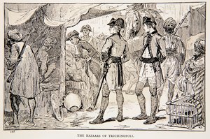 Bazary w Trichinopoli, ilustracja z "With Clive in India, or the Beginnings of an Empire" G.A. Henty, pub. London, 1884 autorstwa Gordon Frederick Browne