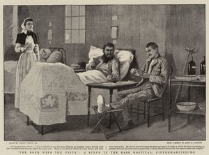 Bur wygrywa trik, scena w szpitalu w Pietermaritzburgu autorstwa Gordon Frederick Browne