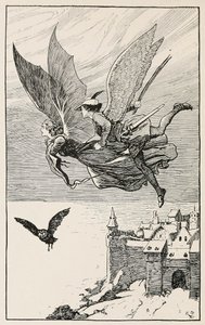 Towarzysz podróży leciał za nią, z Bajek Hansa Andersona, pub 1919 (rycina) autorstwa Gordon Frederick Browne