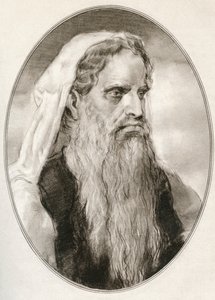 Mojżesz, prorok w religiach Abrahamowych, przywódca Izraelitów i prawodawca, z Żywych biografii przywódców religijnych autorstwa Gordon Ross