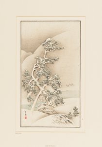 Woodblock Print-Drzewa w śniegu autorstwa Goshua