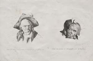 Zbiór esejów litograficznych: Dwie głowy, 1816. autorstwa Gottfried or Godefroy Engelmann