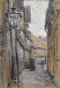 Ulica w Teilfeld, 1890 (pastel na karcie)