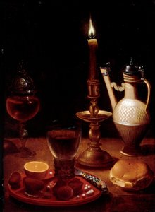 Martwa natura ze świecą, lampką wina i pomarańczą Obraz Gotthardta autorstwa Wediga (Gottfried Von Wedig) (1583-1641) Paryż, Musee du Louvre autorstwa Gotthardt von Wedig