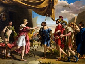 Achilles przyjmuje posłańców Agamemnona
